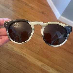 Illesteva Leonard Round Two-Tone Sunglasses in Black and Ivory